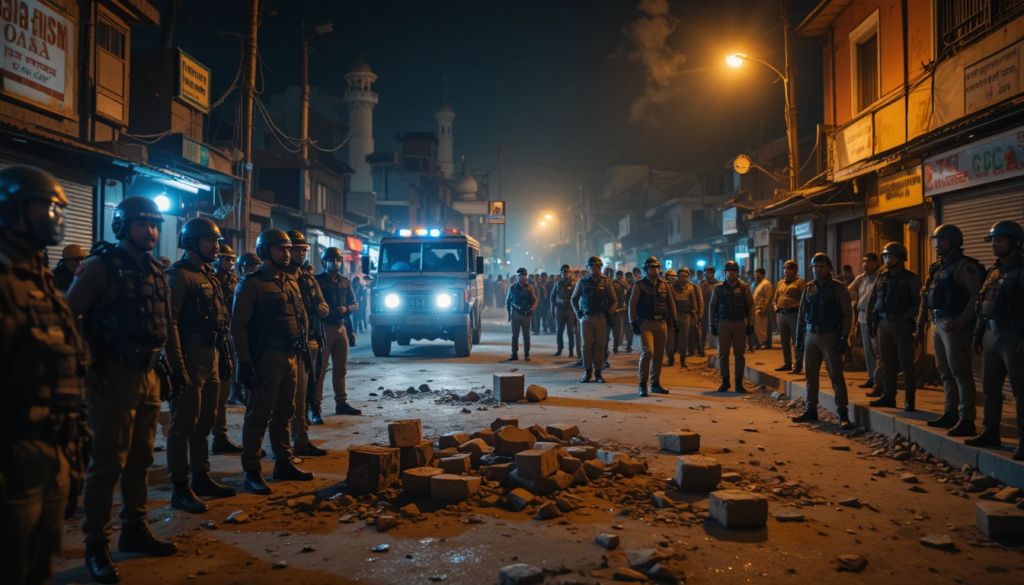 चोमू में मस्जिद के बाहर पुलिस तैनाती, पत्थर हटाने के बाद बढ़ा तनाव”