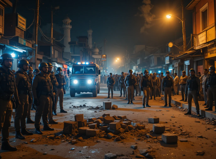 चोमू में मस्जिद के बाहर पुलिस तैनाती, पत्थर हटाने के बाद बढ़ा तनाव”