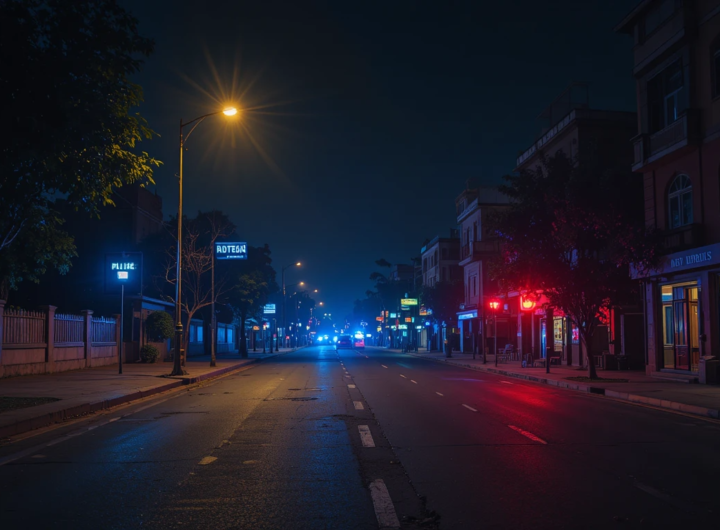 Udaipur Rajasthan crime news image showing night city road with police lights symbolizing investigation