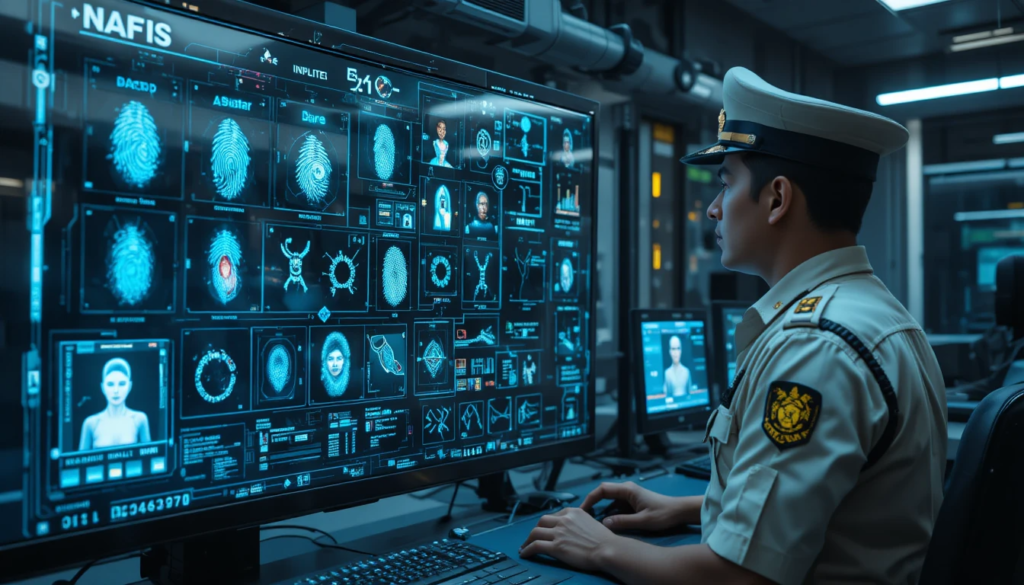 NAFIS सिस्टम के जरिए भारतीय पुलिस फिंगरप्रिंट और बायोमेट्रिक डेटा से अपराधी की पहचान करती हुई