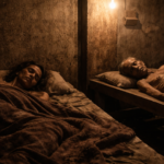 अंधेरे बेसमेंट में लकड़ी के तख्त पर पड़े भूख से कमजोर बाप-बेटी, एक जिंदा और एक मृत, इंसानियत को झकझोर देने वाली सच्ची क्राइम तस्वीर